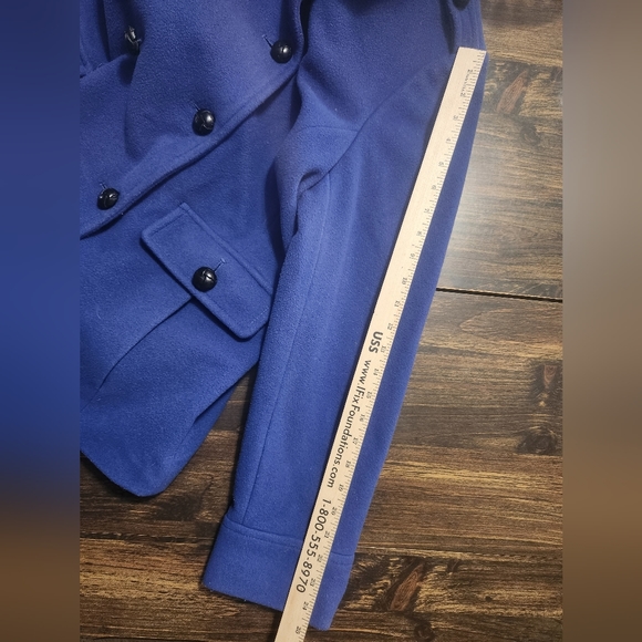 Land's End Double Breasted Short Pea Coat Royal Blue Wool Blend size 14 - Picture 8 of 10